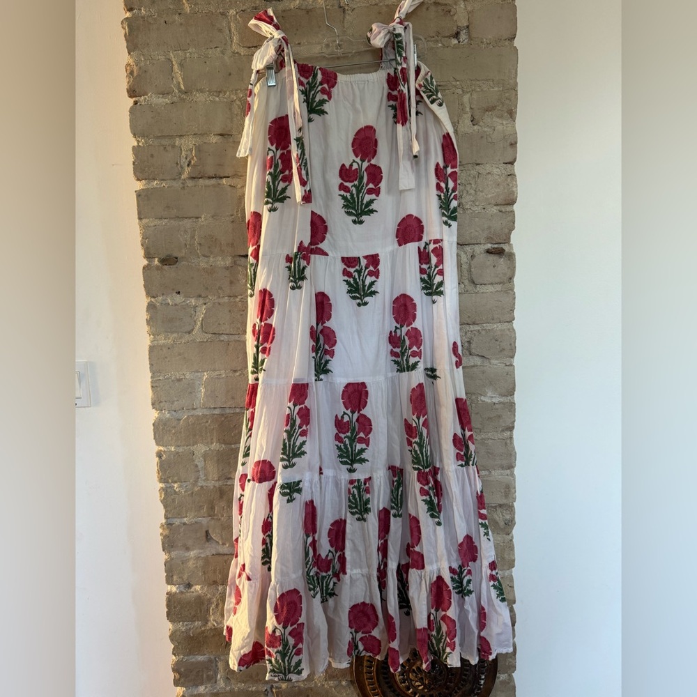 Victoria Dunn Raspberry Floral Block print Dress